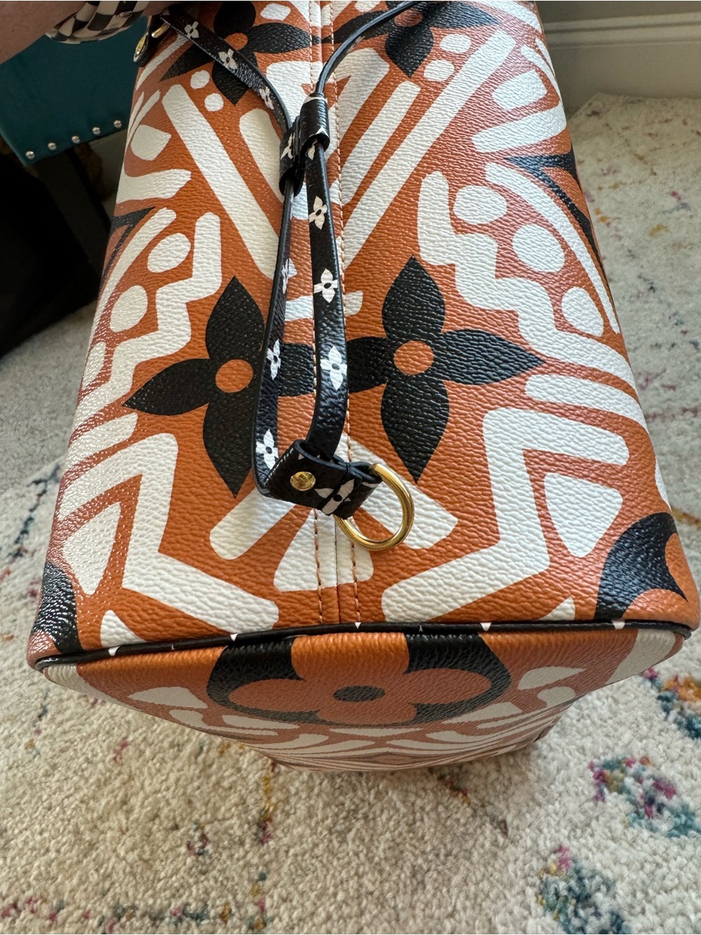 Louis Vuitton Orange and Black Monogram Neverfull Tote- Limited Edition. - Picture 5 of 13